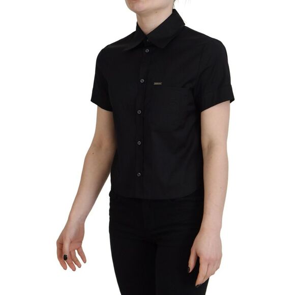 Dsquared² Black Collared Button Down Short Sleeves Polo Women's Top (Pre-Owned) - Picture 2 of 5